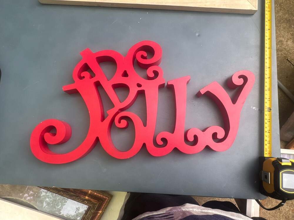 Red "Be JOLLY”Script Decorative Wood Sign Christmas Holiday Decor 16"